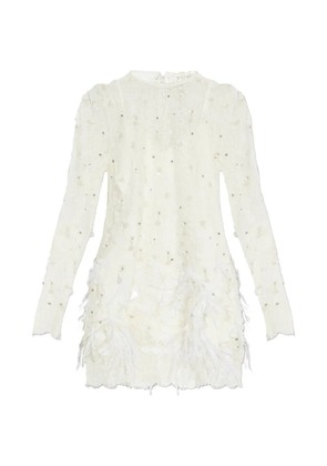 LoveShackFancy Alouetta embellished lace mini dress - White