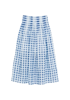 SANDRO check-pattern A-line midi skirt - White
