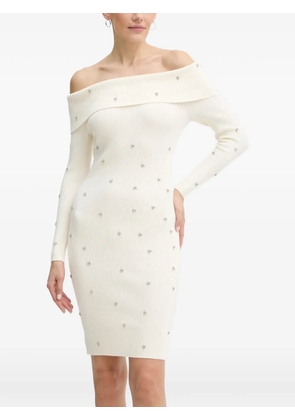 GUESS USA rhinestone-embellished off-shoulder mini dress - Neutrals