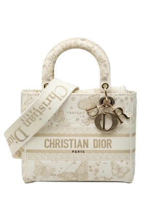 Christian Dior Pre-Owned 2023 Medium Embroidered Canvas Butterfly Zodiac Lady D Lite satchel - White