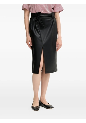 OUI tie-waist slit midi skirt - Black