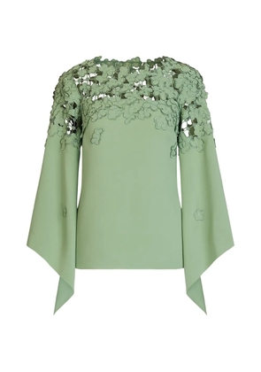 Oscar de la Renta long-sleeve embroidered blouse - Green