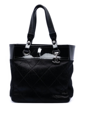 CHANEL Pre-Owned 2006-2008 Small Quilted Pony Hair and Patent Paris Biarritz tote bag - Black