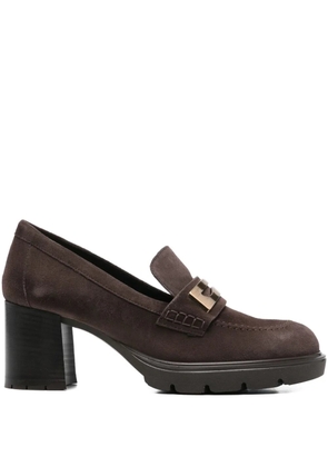MELLUSO 50mm metal-detail heeled loafers - Brown