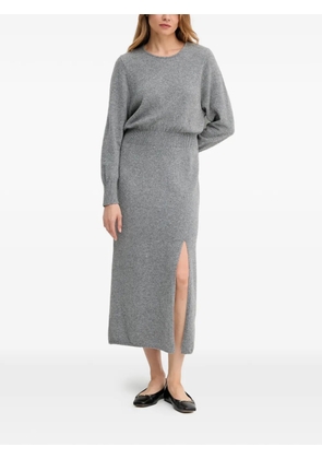 OUI rib-knit slit-detail midi dress - Grey