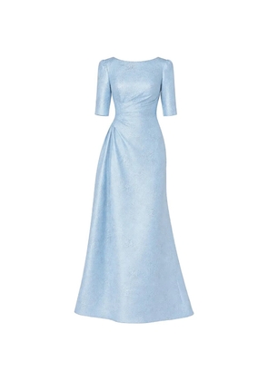 Teri Jon jacquard side drape gown - Blue