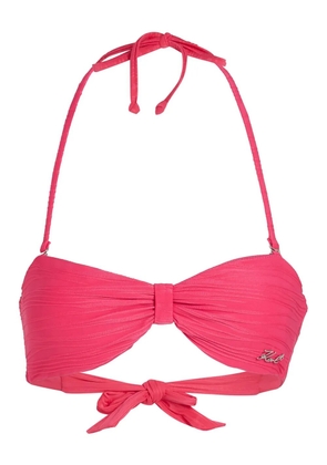 Karl Lagerfeld ribbed bandeau bikini top - Pink