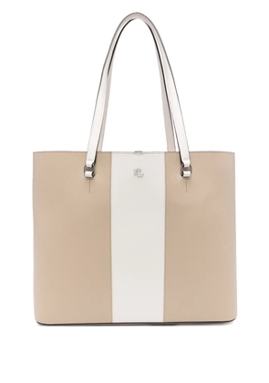 Lauren Ralph Lauren large Karly panelled leather tote bag - Neutrals