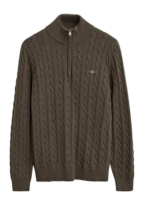 Gant cable-knit half-zip sweater - Brown