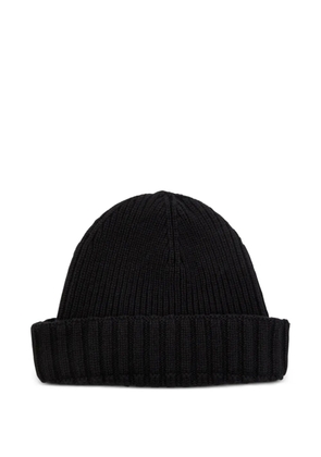 John Smedley Elkea ribbed turn-up beanie hat - Black