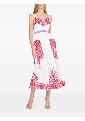 Christy Lynn Holly floral-embroidered midi dress - White