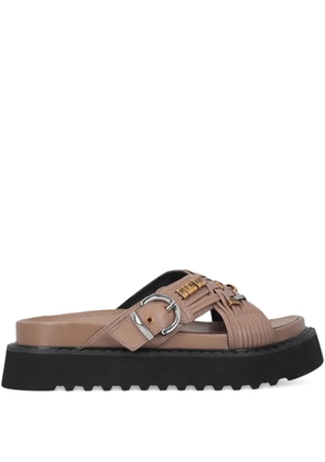 PINKO buckled leather sandals - Neutrals