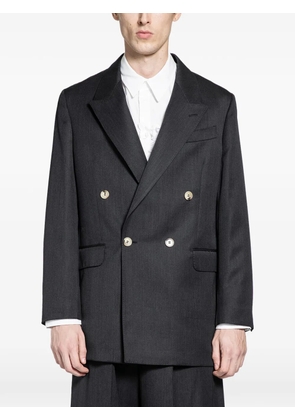 Simone Rocha daisy-embroidered double-breasted blazer - Grey