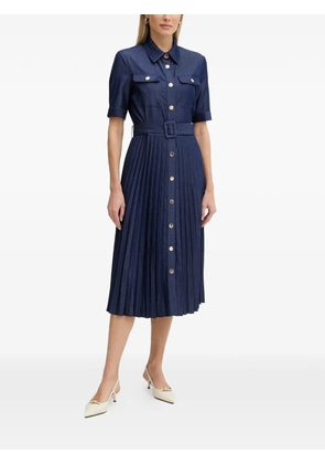 FRACOMINA pleated belted midi dress - Blue