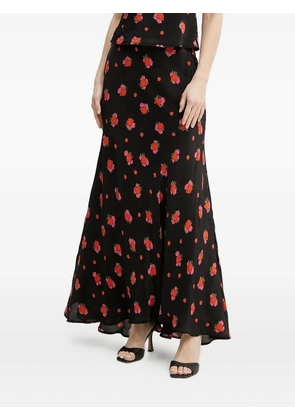 Bardot floral-print flared skirt - Black