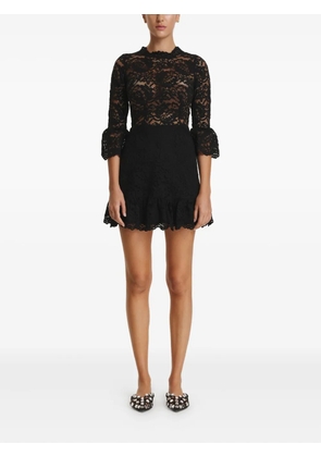 PNK lace ruffled mini dress - Black