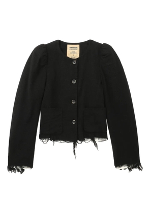 Uma Wang puff-sleeve frayed jacket - Black