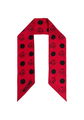 Moschino polka-dot teddy silk scarf - Red