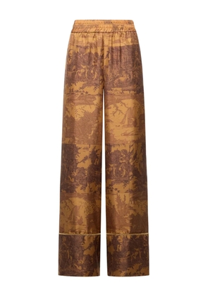 Pierre-Louis Mascia toile-print elastic-waist trousers - Brown