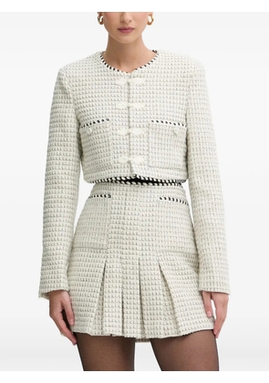 Bardot Florine woven-texture cropped jacket - White
