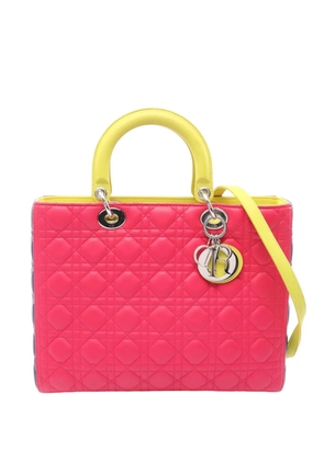 Christian Dior Pre-Owned 2010-2026 Large Tricolor Lambskin Cannage Lady Dior satchel - Pink