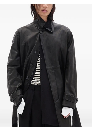 Ann Demeulemeester leather single-breasted coat - Black
