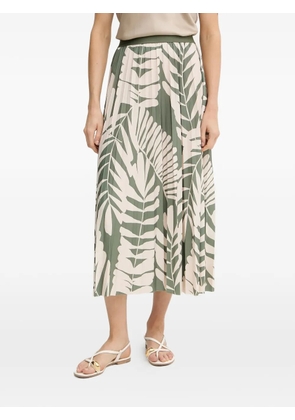 OUI pleated leaf-print skirt - Green