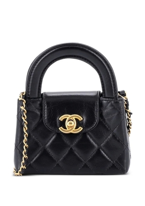 CHANEL Pre-Owned Kelly Top Handle Shopping Bag Quilted Shiny Aged Calfskin Nano crossbody bag - Black