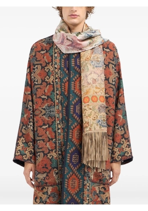 Pierre-Louis Mascia floral-tapestry fringe scarf - Neutrals