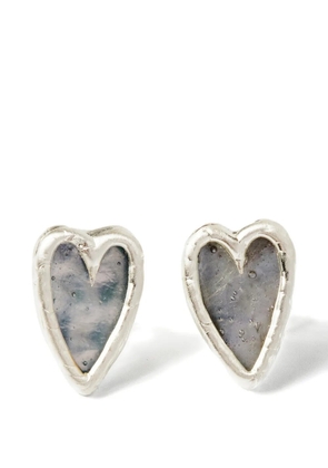 Poison Drop Lab heart stud earrings - Silver
