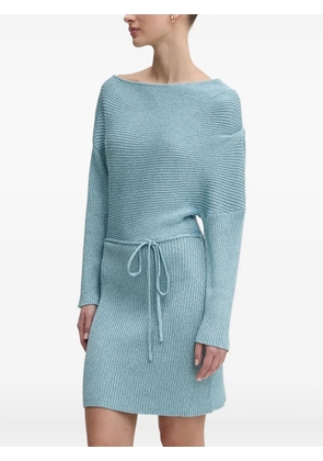 NEVER FULLY DRESSED ribbed boat-neck mini dress - Blue