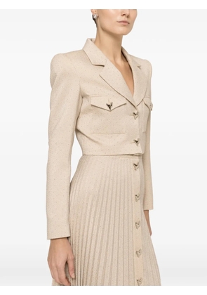 NISSA rhinestone-embellished cropped blazer - Neutrals