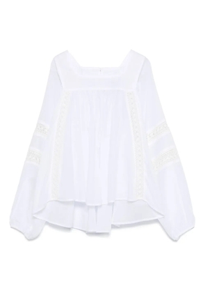 PNK lace-insert cotton blouse - White