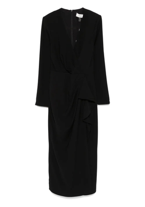 NISSA V-neck crepe midi dress - Black
