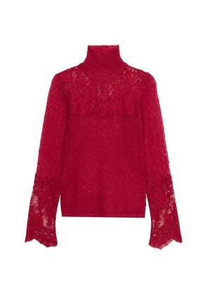 Blumarine lace-panel sweater - Red
