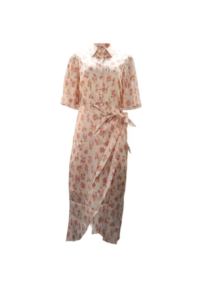 Les Rêveries floral-print midi shirt dress - White