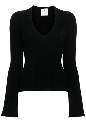 Courrèges logo-appliqué ribbed jumper - Black