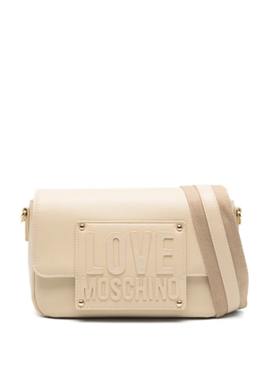Love Moschino embossed-logo flap-top cross-body bag - Neutrals