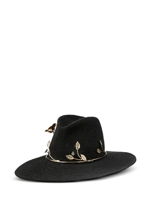 Maison Michel Neva leaf-detailed hat - Black