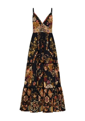 Camilla floral print V-neck dress - Black