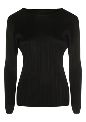 Pleats Please Issey Miyake pleated long-sleeved bouse - Black