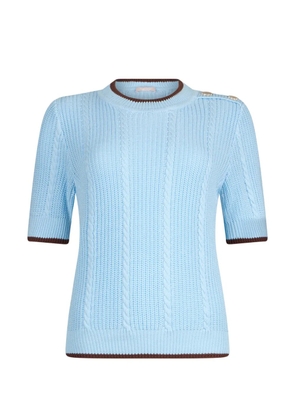LIU JO cable-knit decorative buttons sweater - Blue
