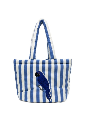 FARM Rio parrot striped tote bag - Blue