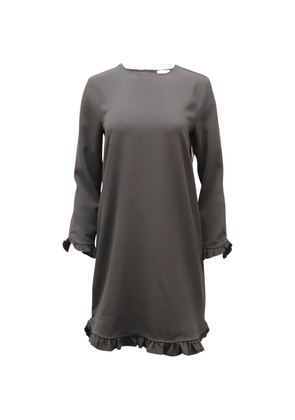 GANNI ruffled-trim mini dress - Black