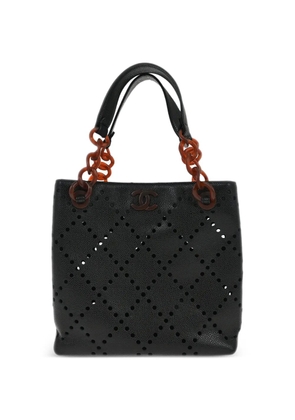 CHANEL Pre-Owned 2003 perforated chain tote bag - Black
