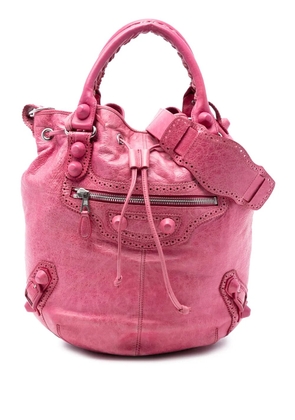 Balenciaga Pre-Owned 2005-2025 Lambskin Motocross Giant Brogues Pompon Bucket Bag satchel - Pink