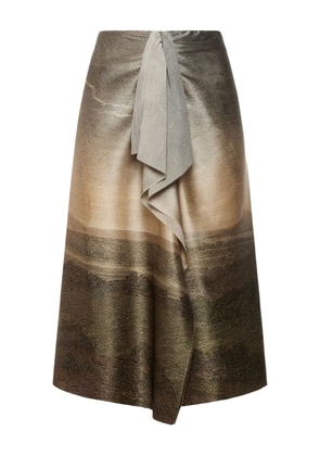 Pierre-Louis Mascia ruffle-detail midi skirt - Brown