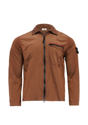 Stone Island zipped logo-patch jacket - Brown