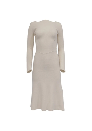 Victoria Beckham ribbed-knit long-sleeve midi dress - Neutrals