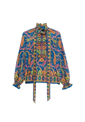 ETRO pussy-bow paisley blouse - Blue